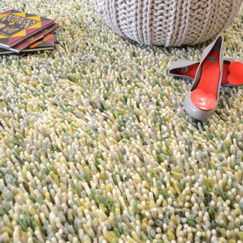 Brink and Campman Rocks Shaggy Wool Rugs 70517 Ivory Green