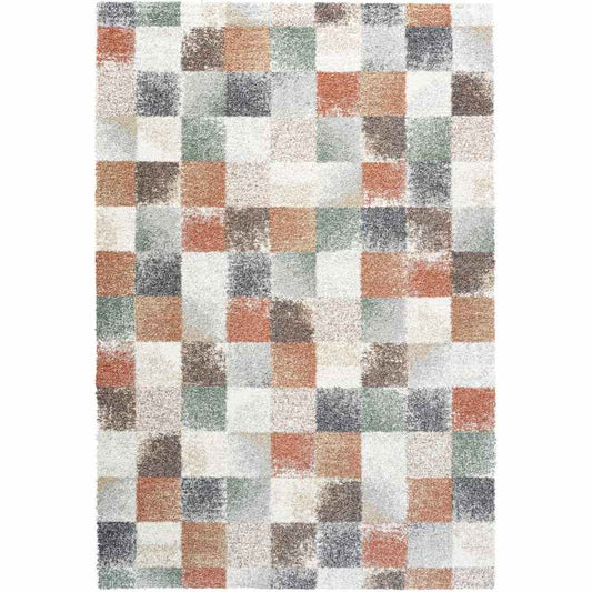 Mehari 23245 6767 Checkered Shaggy Rugs in Multi