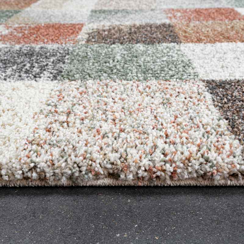 Mehari 23245 6767 Checkered Shaggy Rugs in Multi