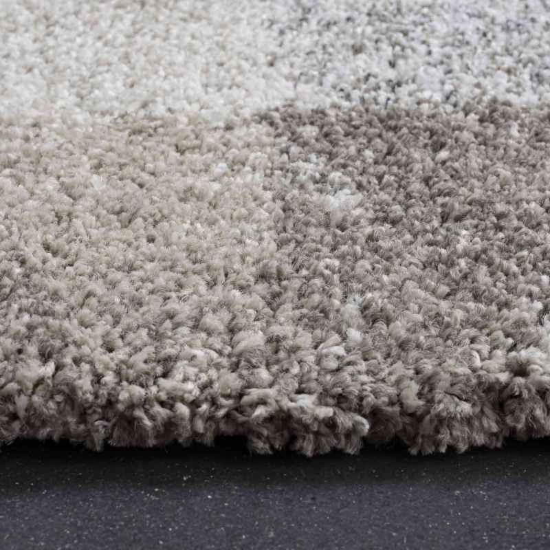Mehari 23245 6262 Checkered Shaggy Runner Rugs in Beige