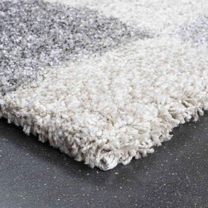 Mehari 23245 6262 Checkered Shaggy Runner Rugs in Beige