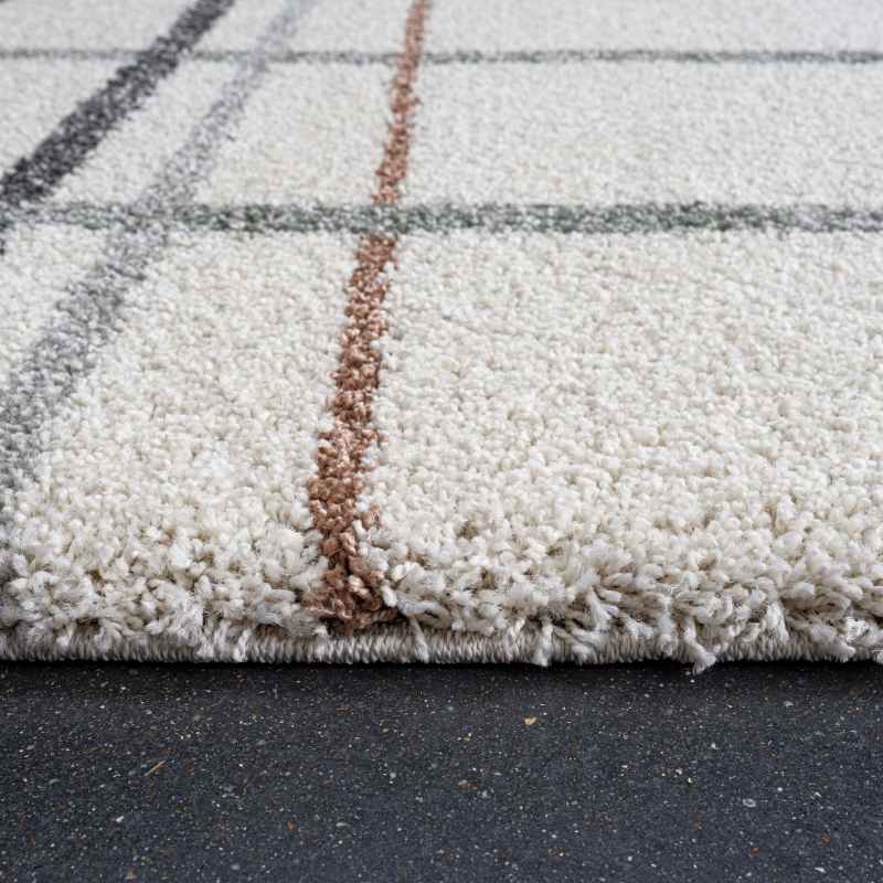 Mehari 23367 6767 Abstract Shaggy Wilton Rugs in Cream