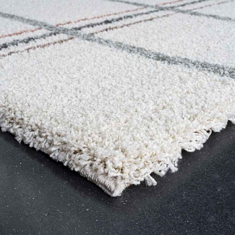 Mehari 23367 6767 Abstract Shaggy Wilton Rugs in Cream