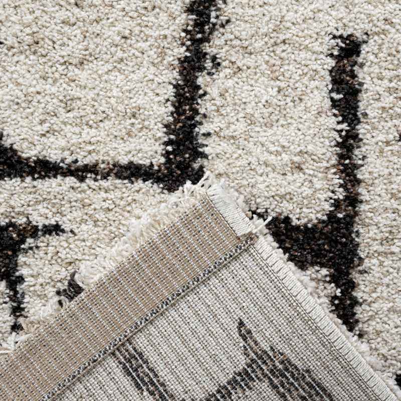 Mehari 23405 6278 Abstract Shaggy Wilton Rugs in Cream White