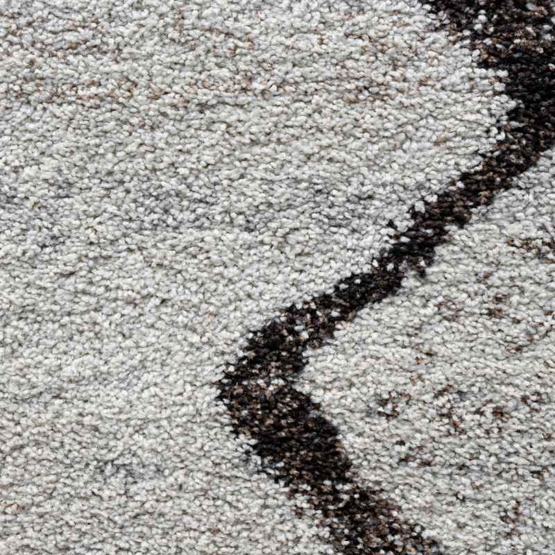 Mehari 23411 6238 Abstract Shaggy Wilton Rugs in Cream Brown