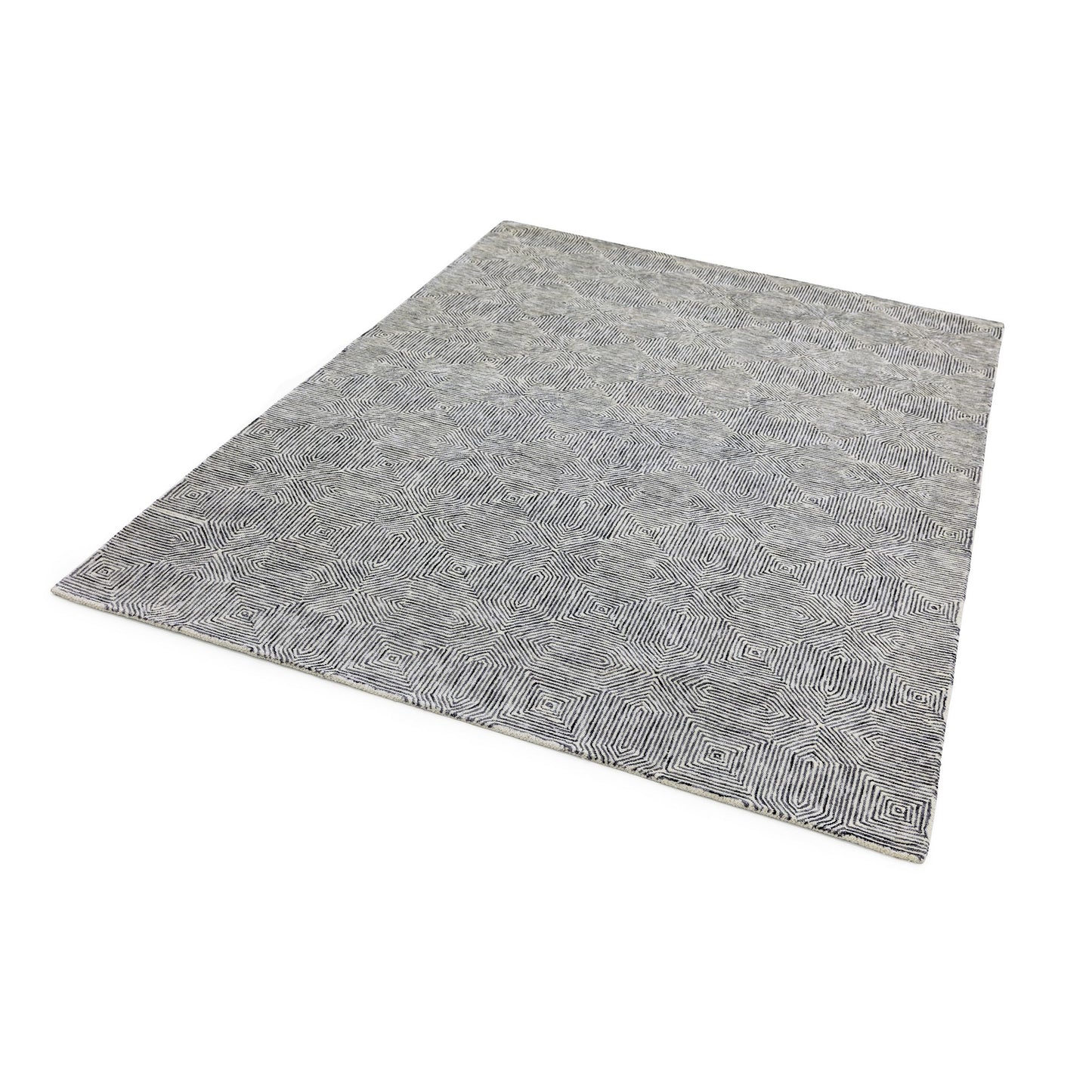Camden Wool Kaleidoscope Rugs in Black and White