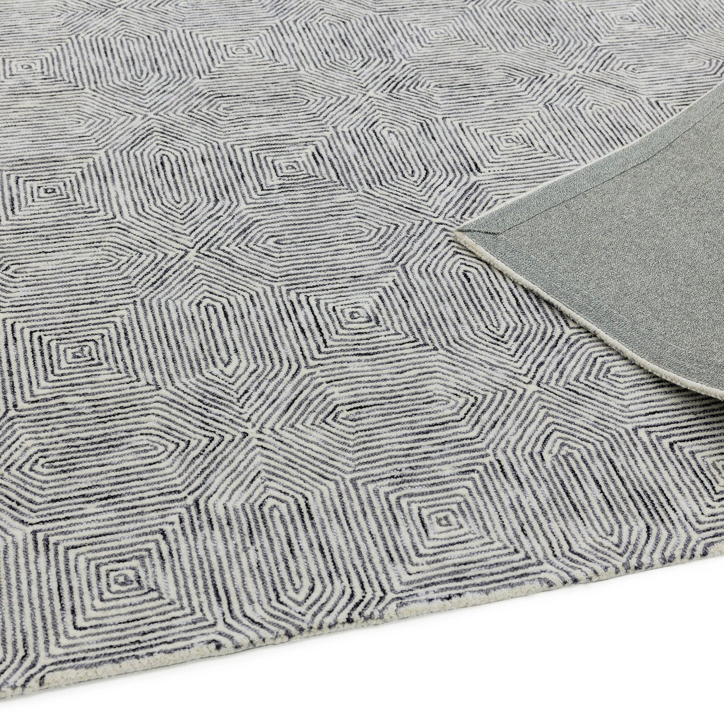 Camden Wool Kaleidoscope Rugs in Black and White