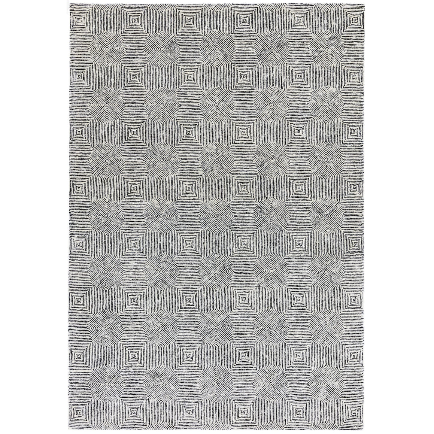 Camden Wool Kaleidoscope Rugs in Black and White