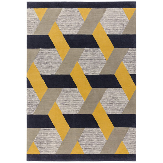 Camden Wool Geometric Rugs in Gold