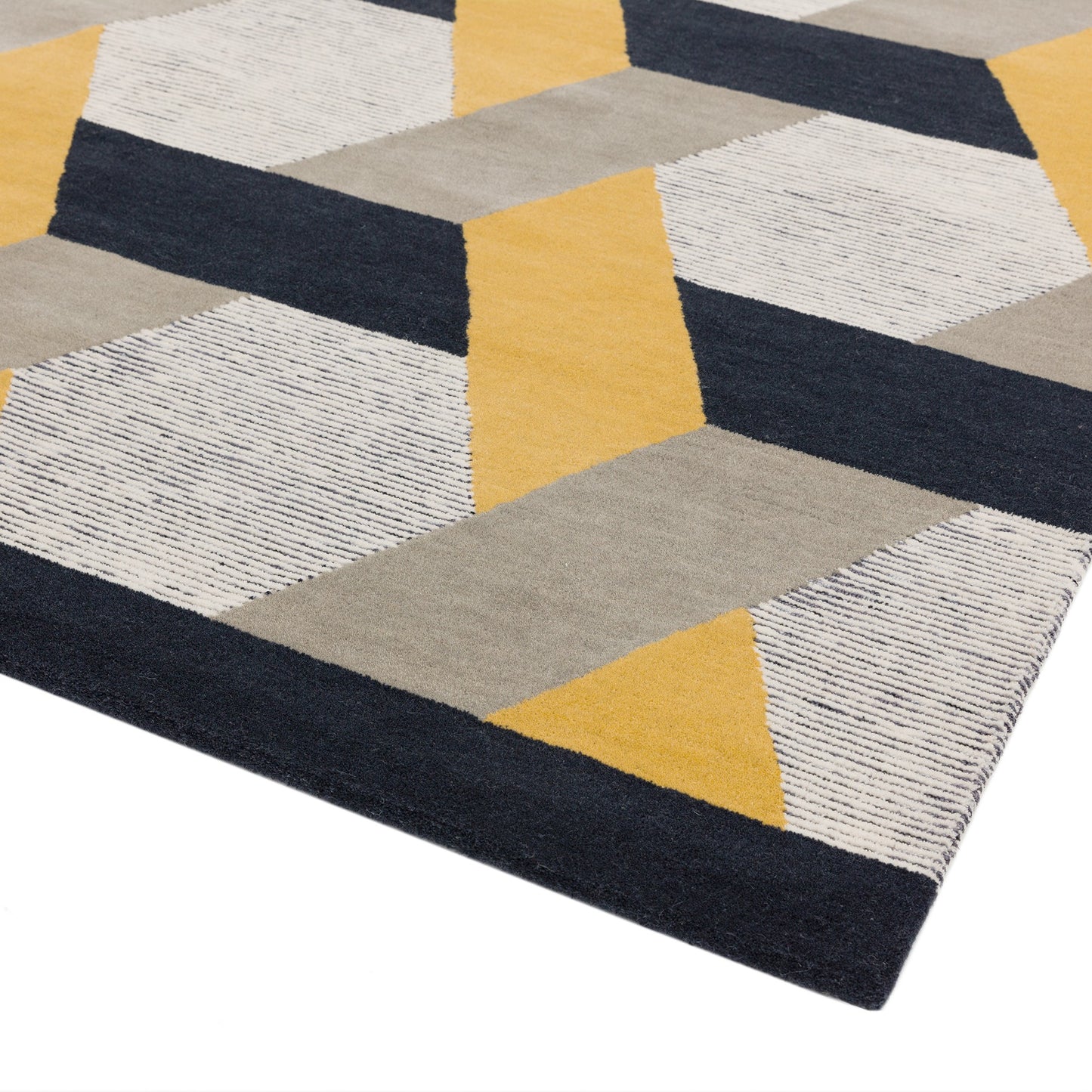 Camden Wool Geometric Rugs in Gold