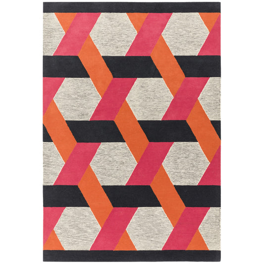 Camden Wool Geometric Rugs in Orange