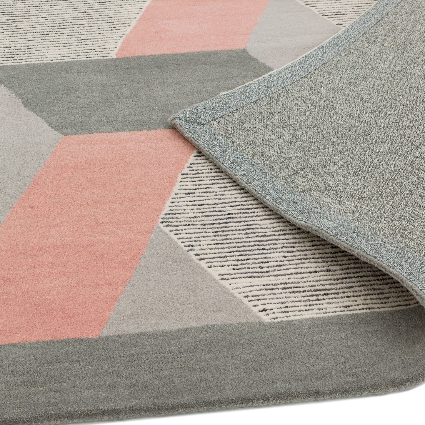 Camden Wool Geometric Rugs in Pink