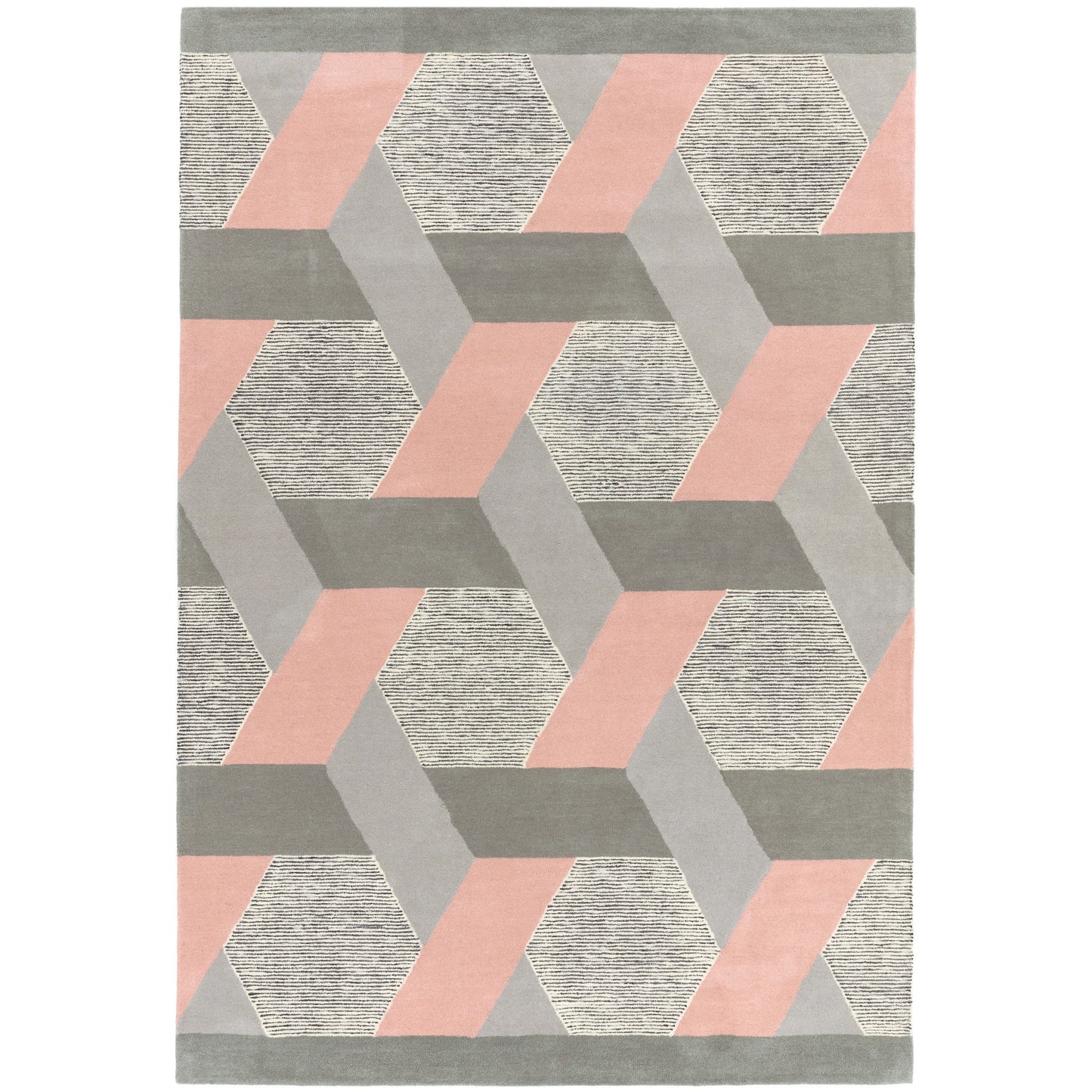 Camden Wool Geometric Rugs in Pink