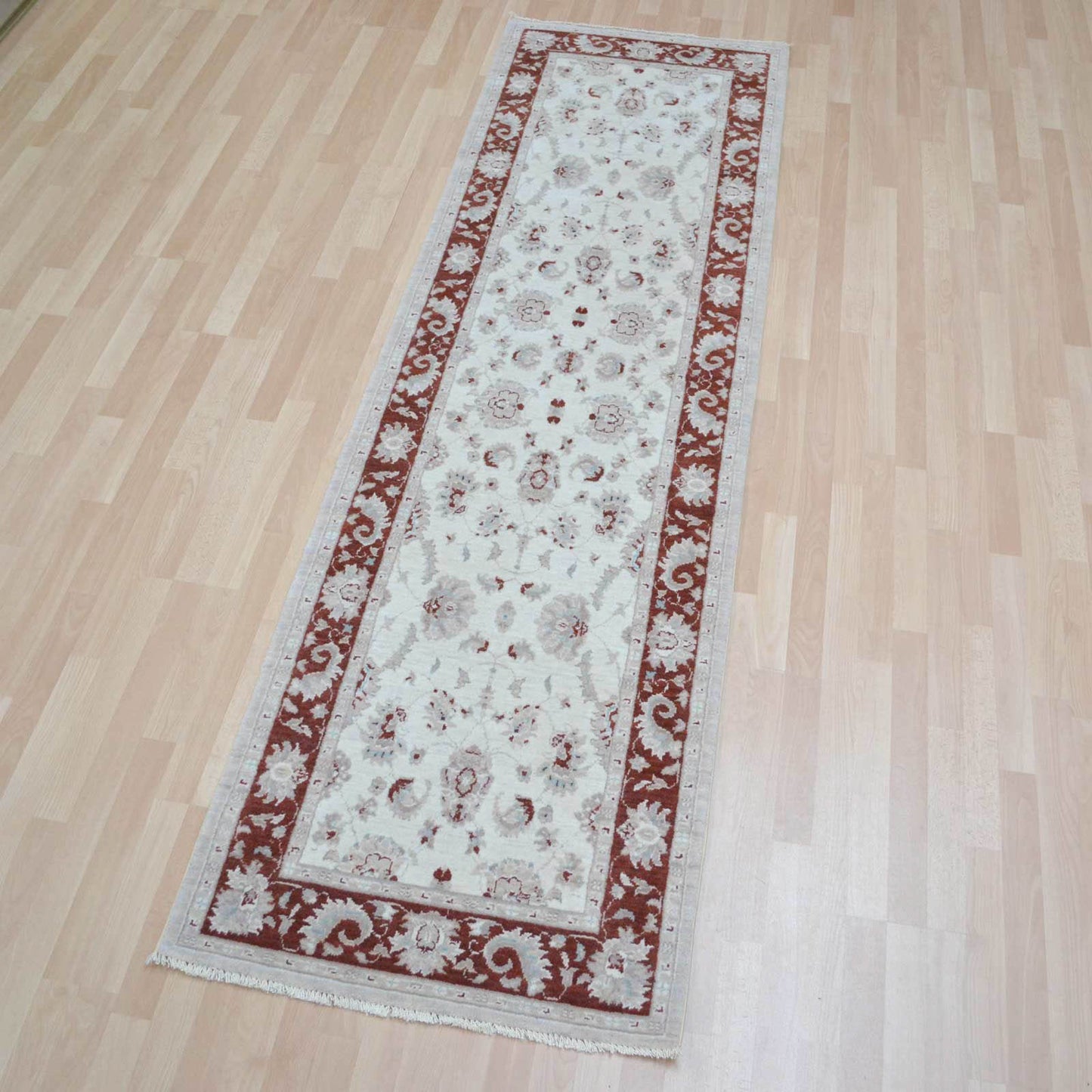 Chobi Traditional Wool Hallway Runners CB02 in Beige Rust