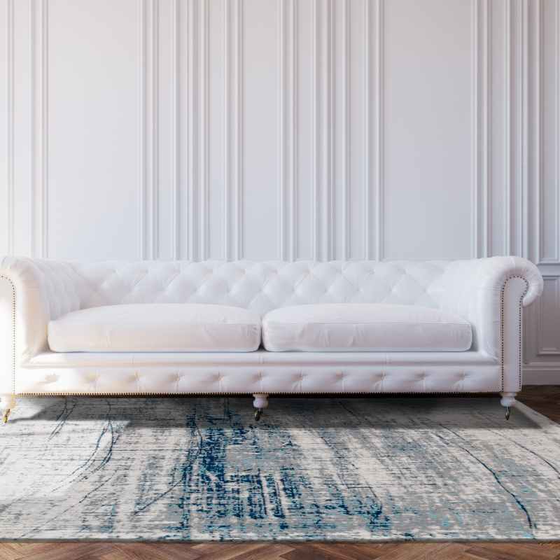 Louis De Poortere Modern Abstract Mad Men Griff Rug 8421 in Bronx Azurite