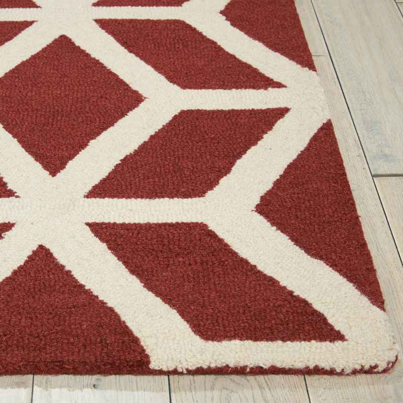 Linear Rugs LIN01 in Brick and Ivory