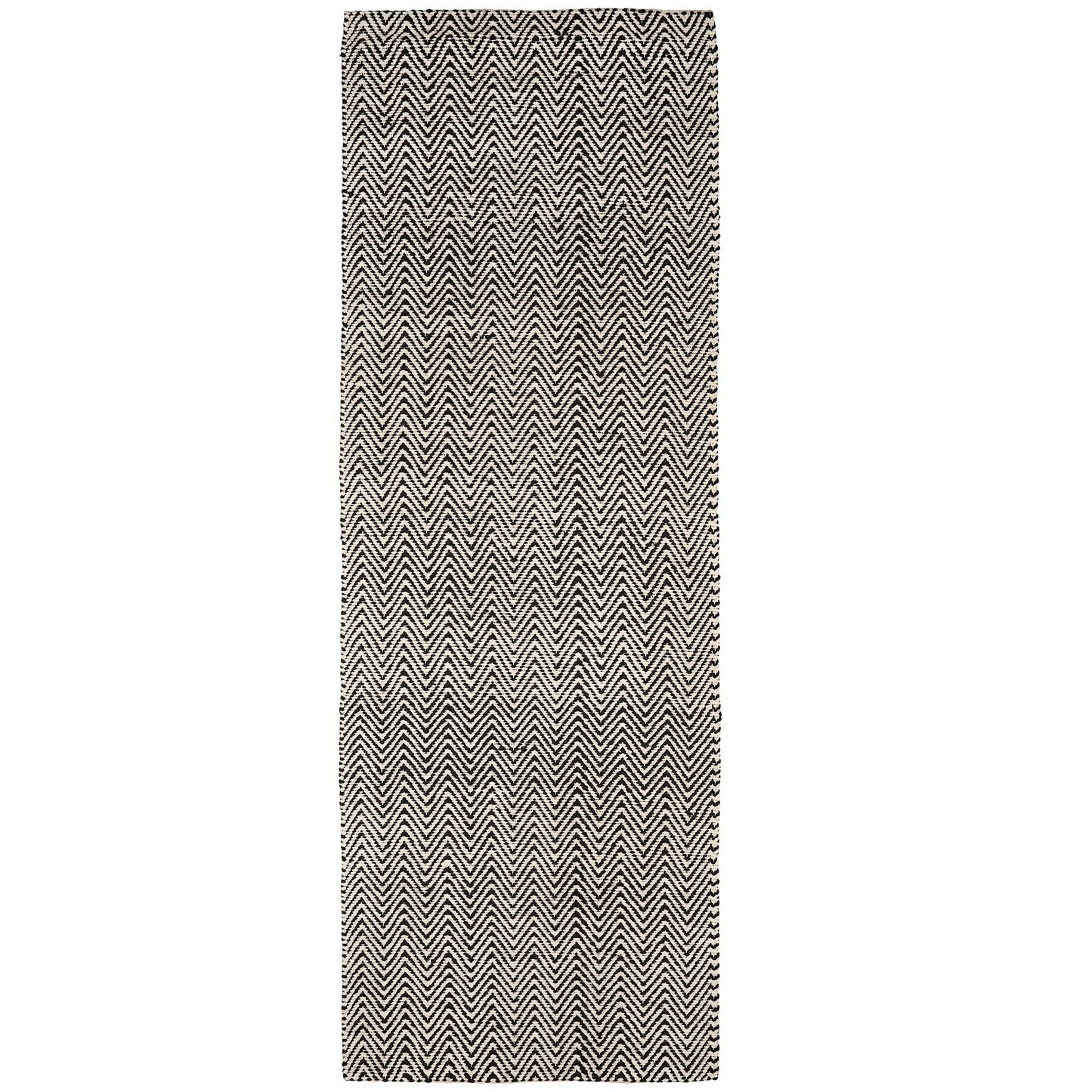 Ives Modern Chevron Pattern Hallway Runner Rug in Black White