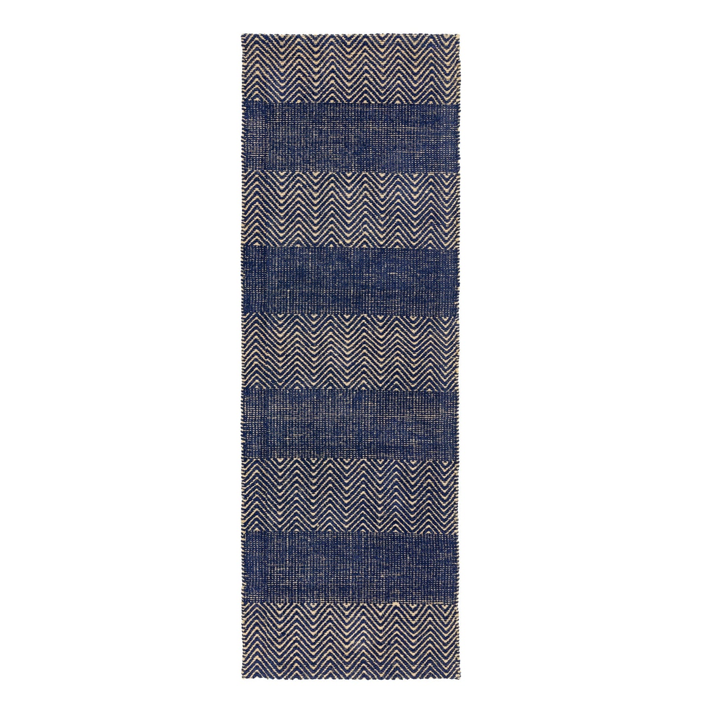 Ives Modern Chevron Pattern Hallway Runner Rug in Blue
