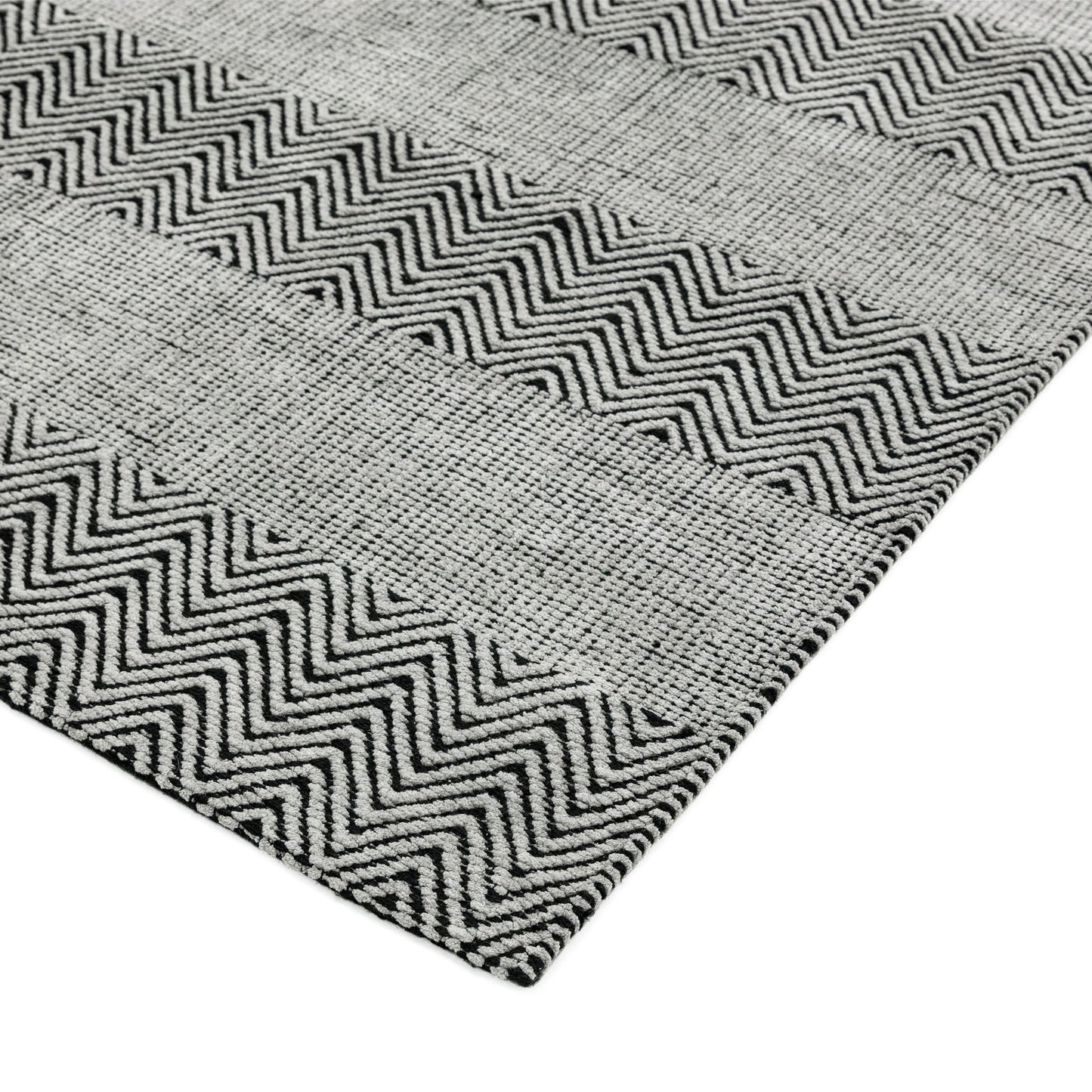 Ives Modern Chevron Pattern Hallway Runner Rug in Grey
