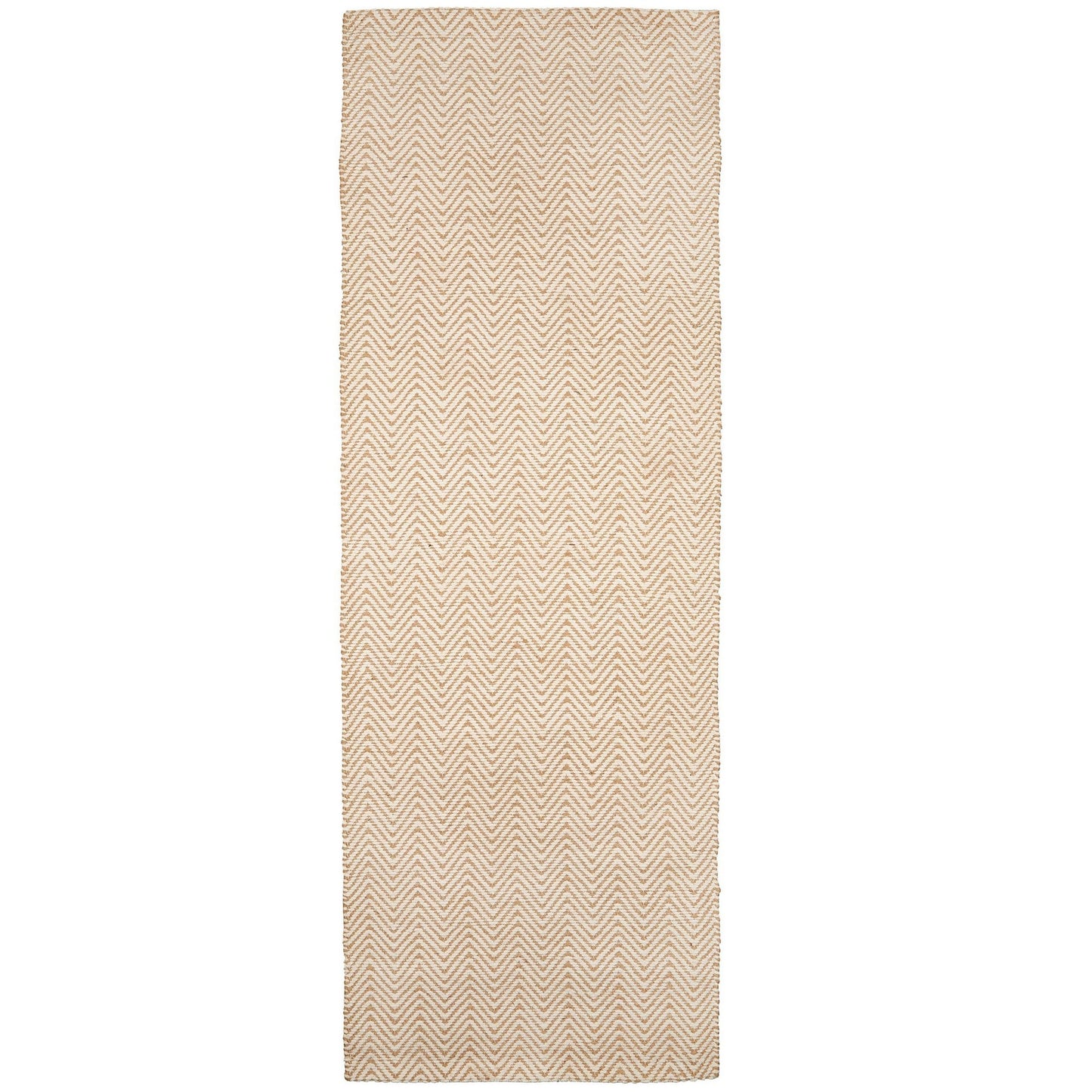 Ives Modern Chevron Pattern Hallway Runner Rug in Natural Cream