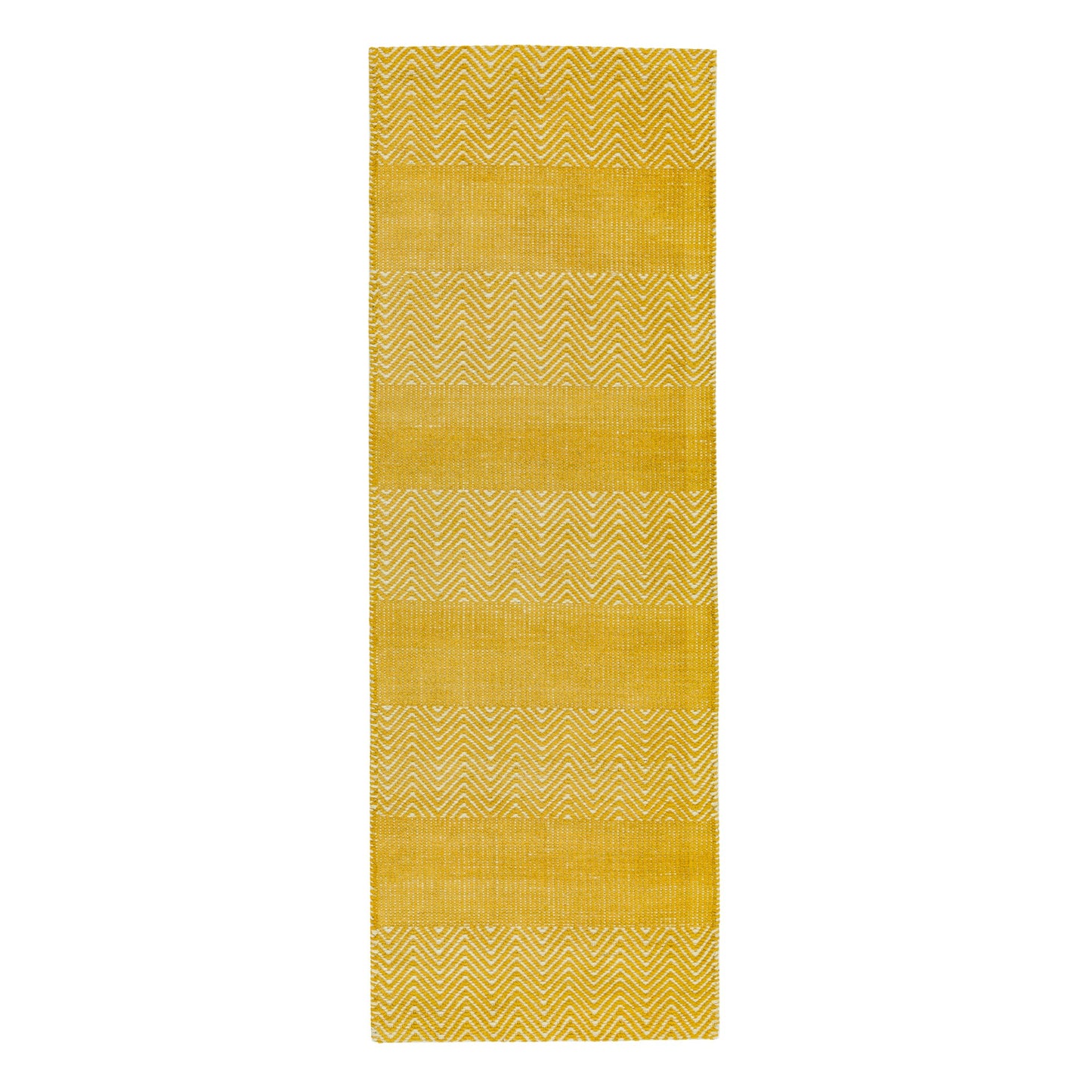 Ives Modern Chevron Pattern Hallway Runner Rug in Yellow