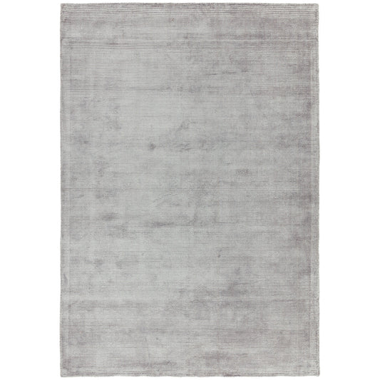 Reko Plain Vicose Rugs in Silver Grey