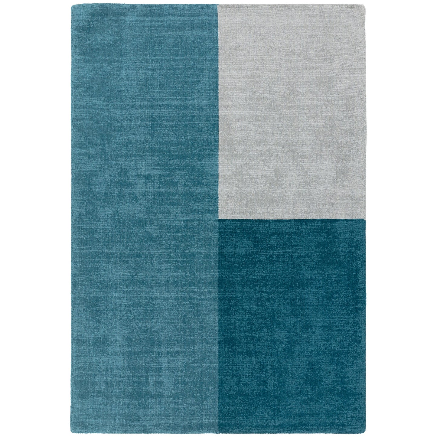 Blox Modern Geometric Wool Rugs in Teal blue