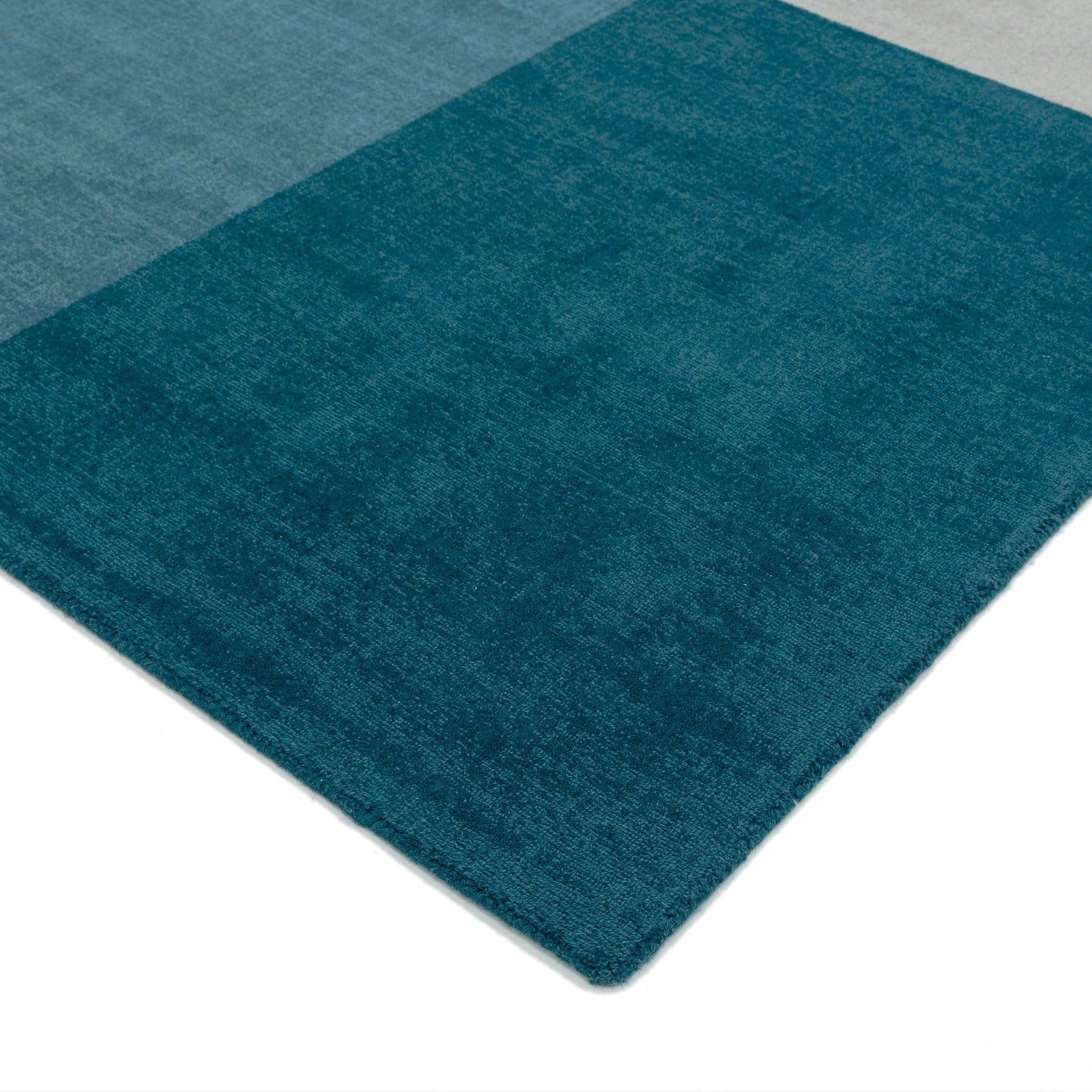 Blox Modern Geometric Wool Rugs in Teal blue