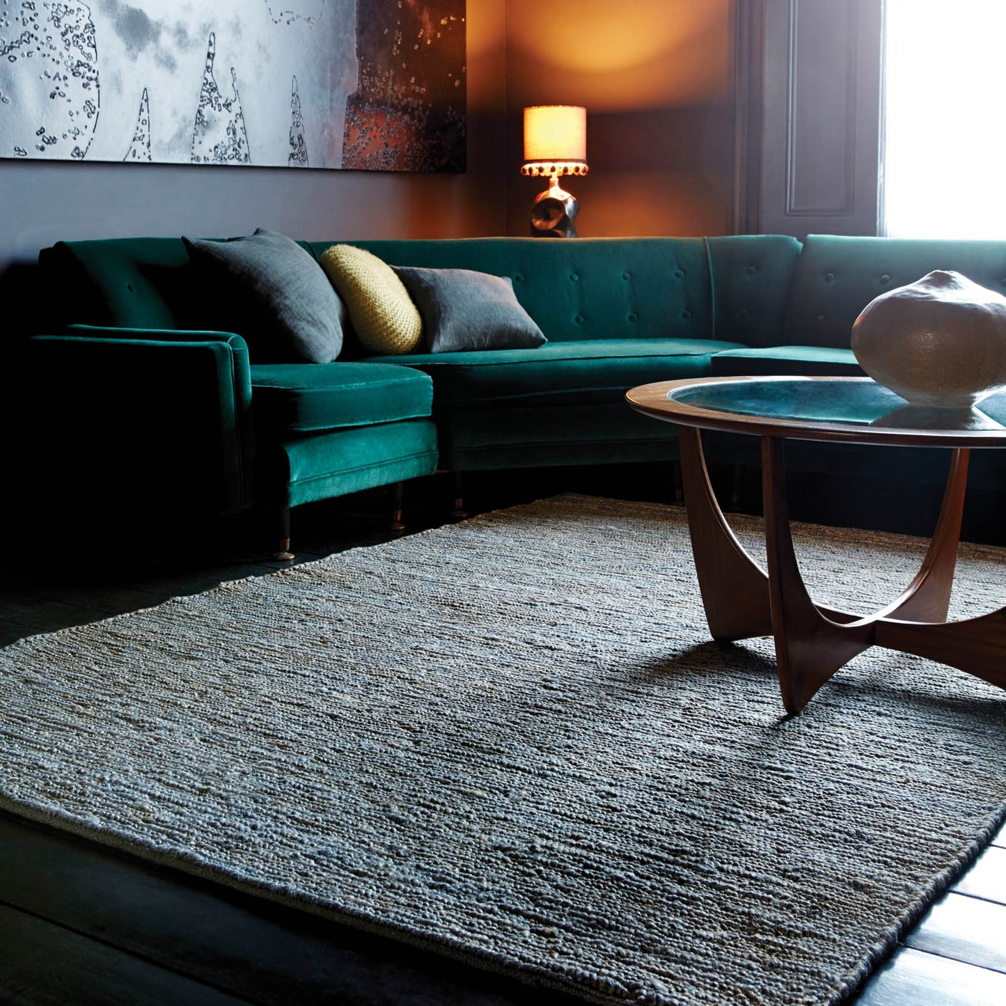 Jute Soumak Natural Woven Modern Rugs in Silver