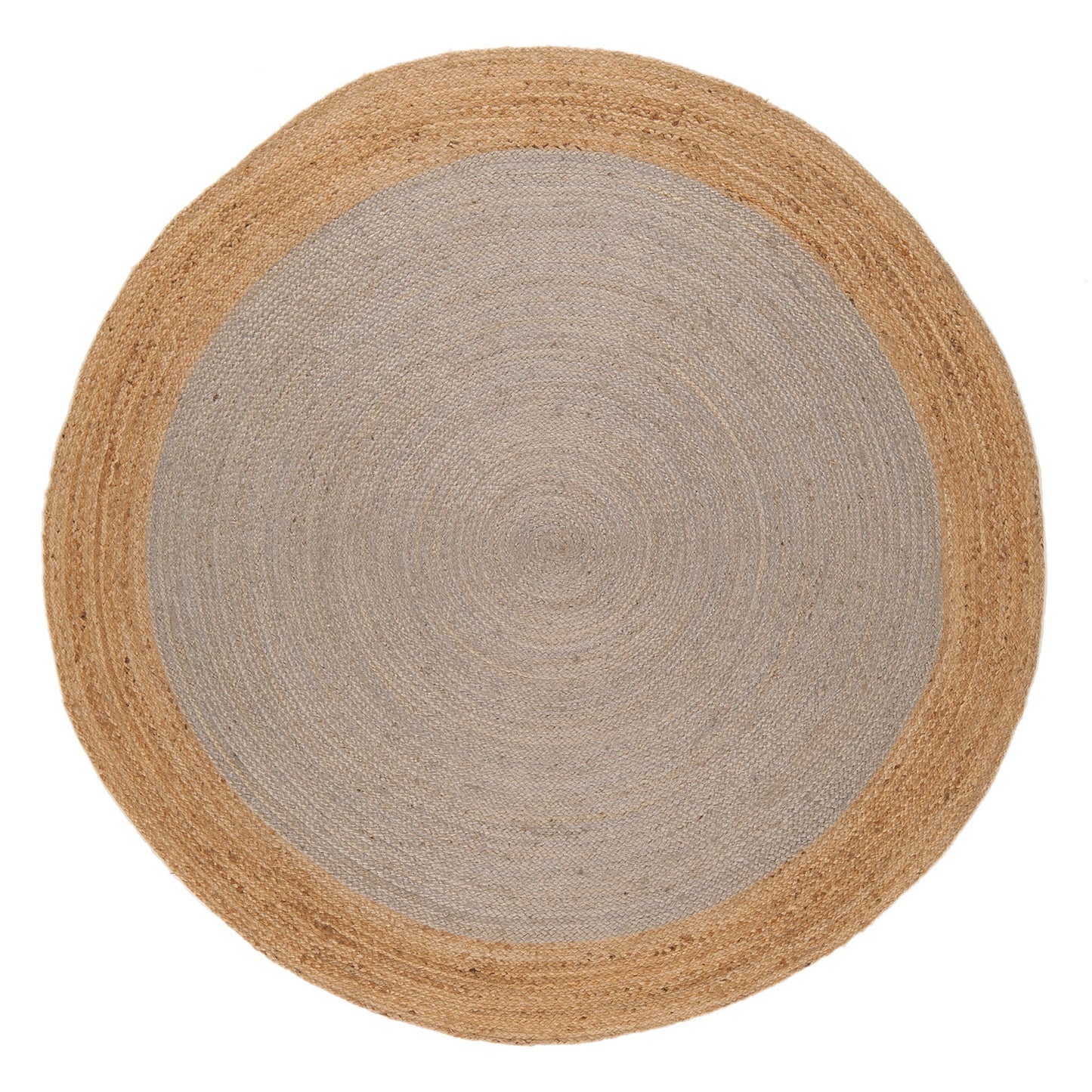 Faro Circular Round Jute Hand Braided Modern Rugs in Silver