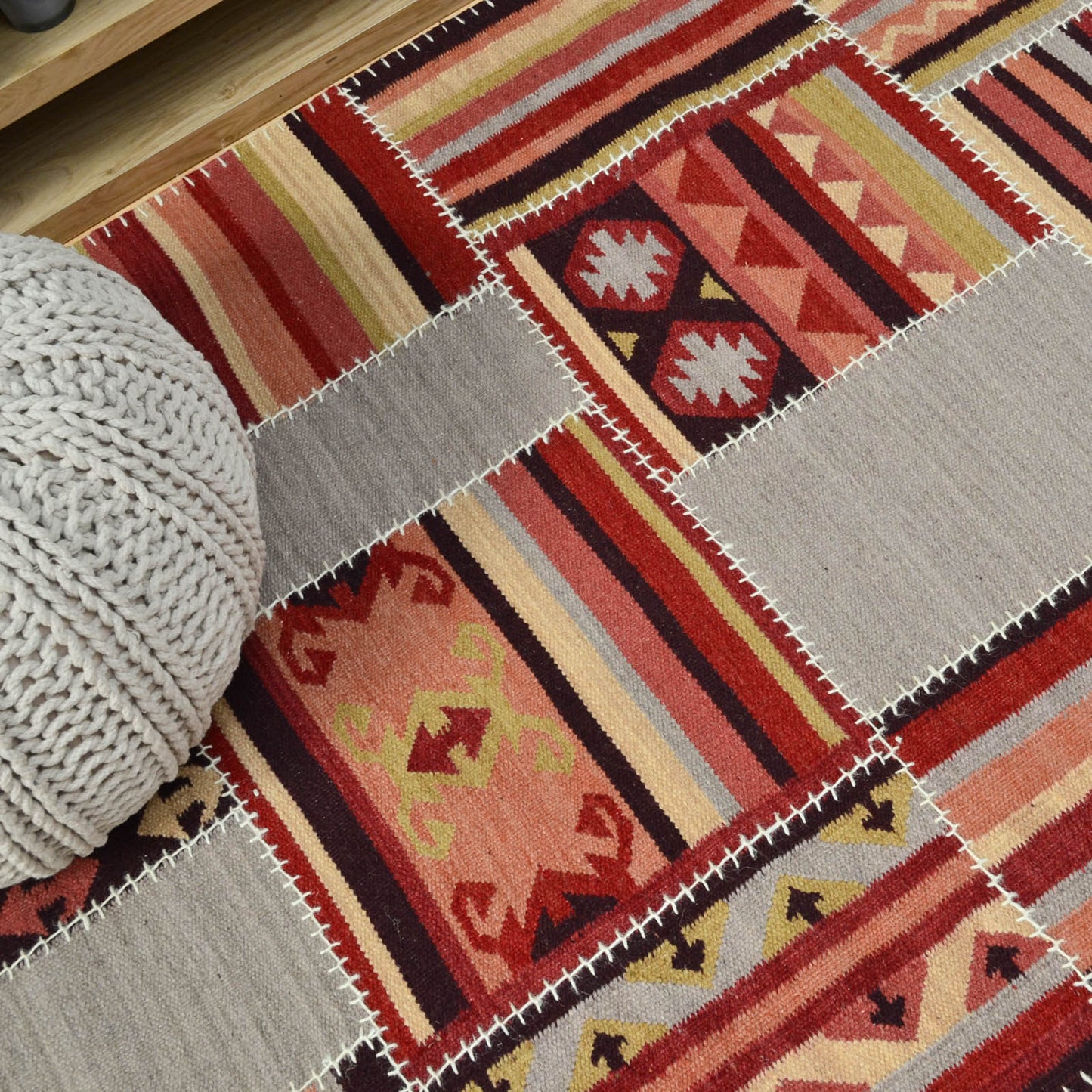 Kelims KP01 Tribal Patchwork Flatweave Rugs in Multi