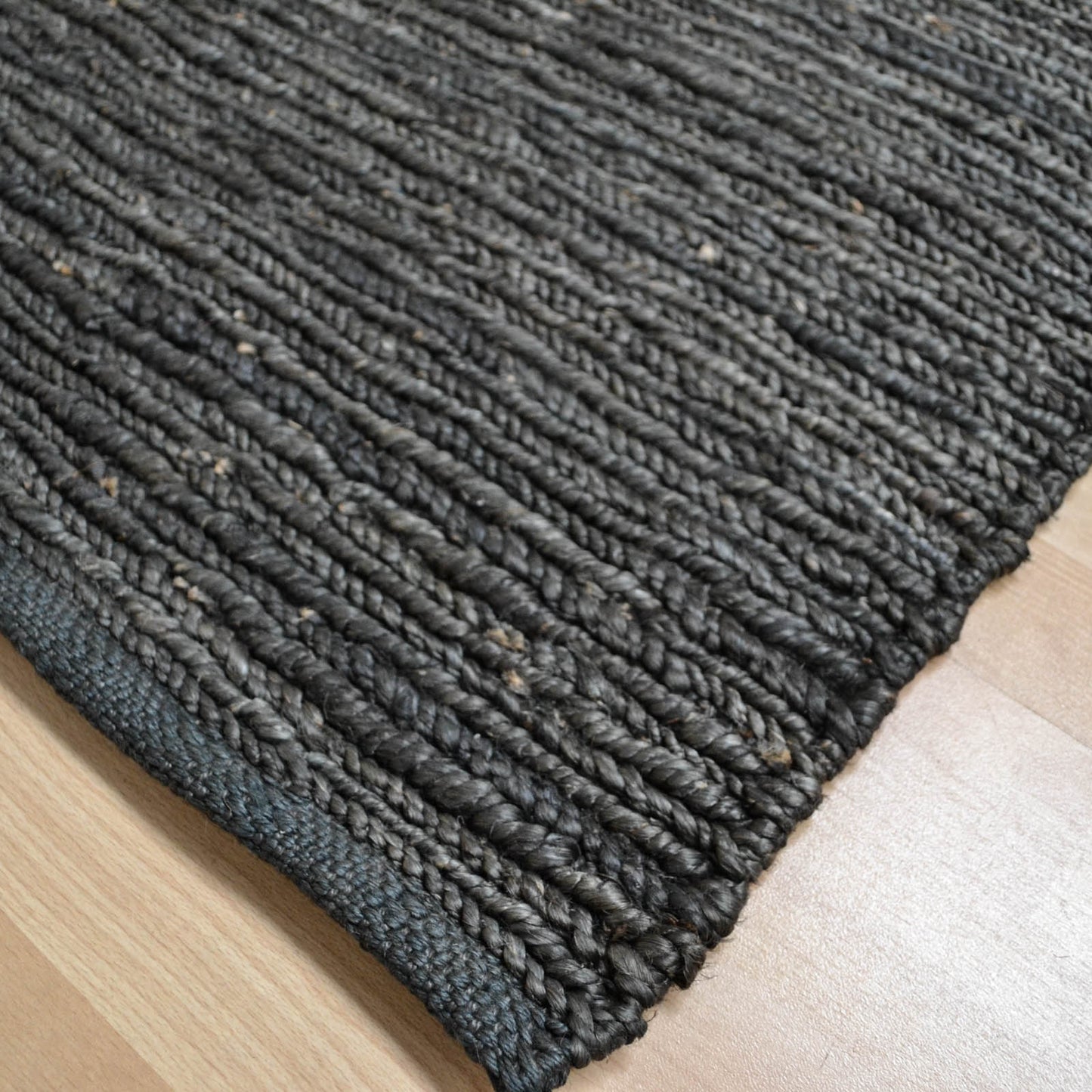 Jute Soumak Woven Modern Hallway Runner Rugs in Charcoal