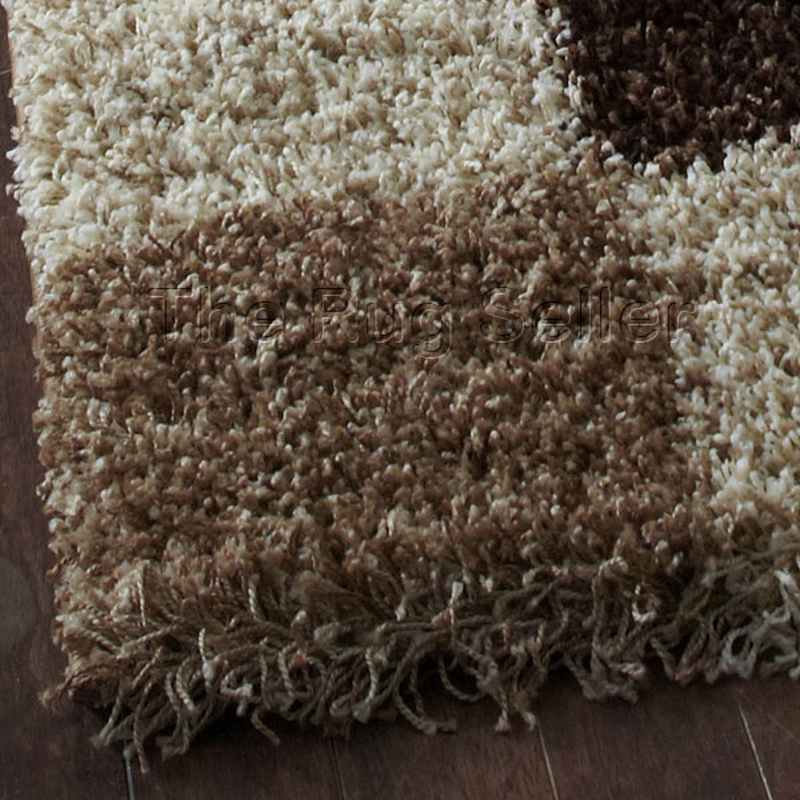 Vista Shaggy Rugs 2247 Check Beige Brown