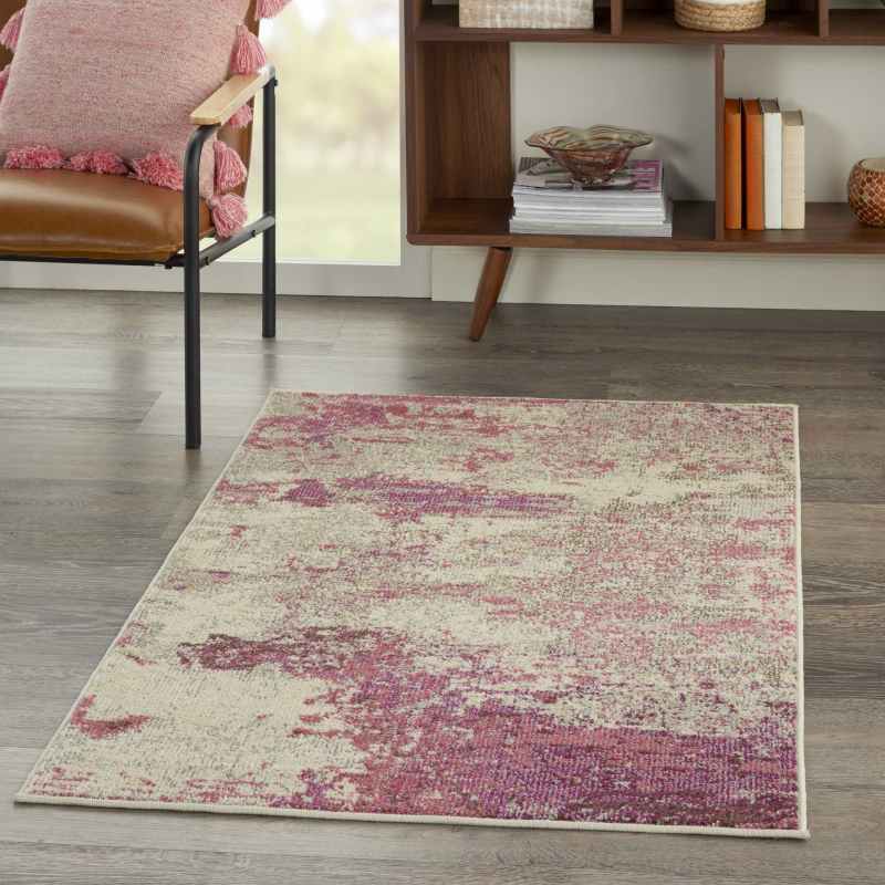Celestial Modern Abstract Rugs CES02 in Ivory Pink by Nourison