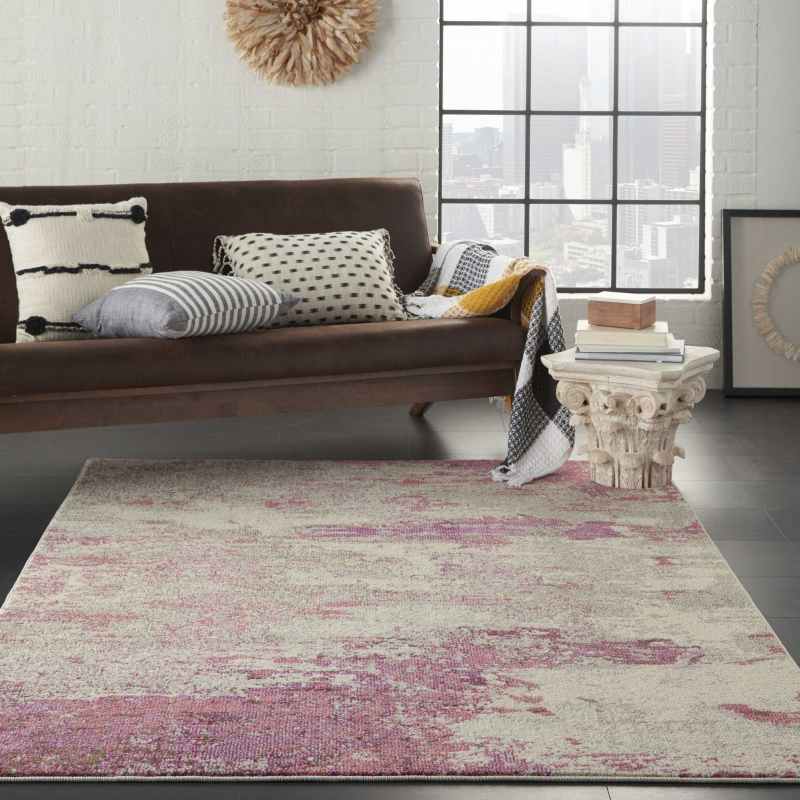 Celestial Modern Abstract Rugs CES02 in Ivory Pink by Nourison