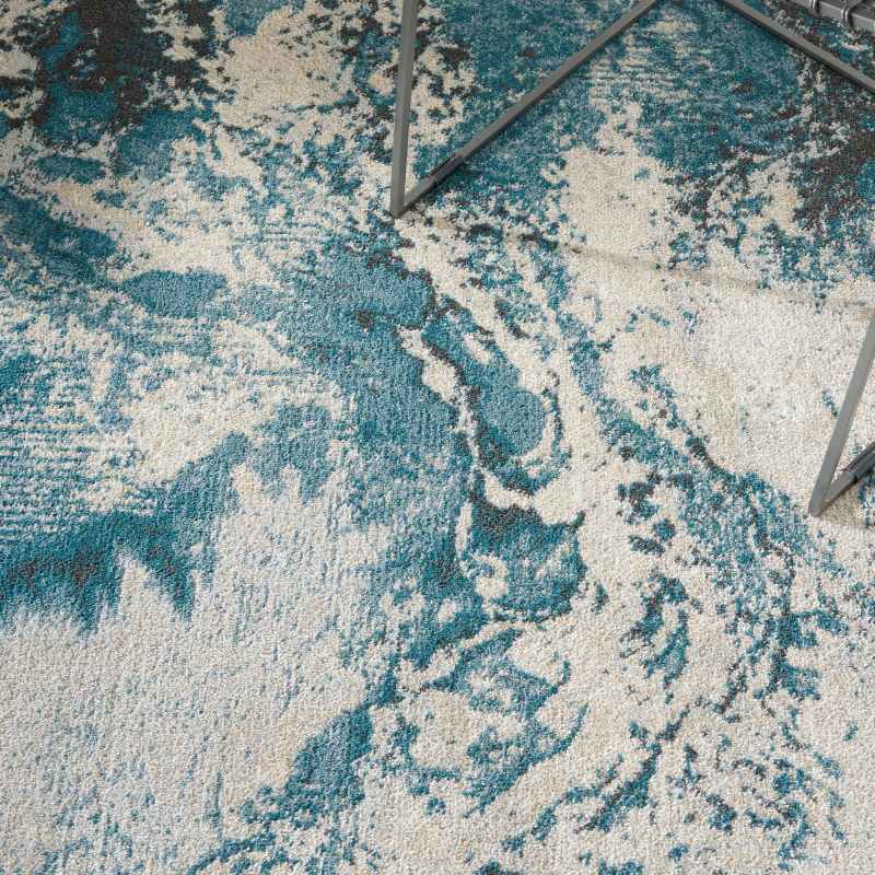 Maxell Modern Abstract Rugs MAE08 by Nourison in Ivory Teal