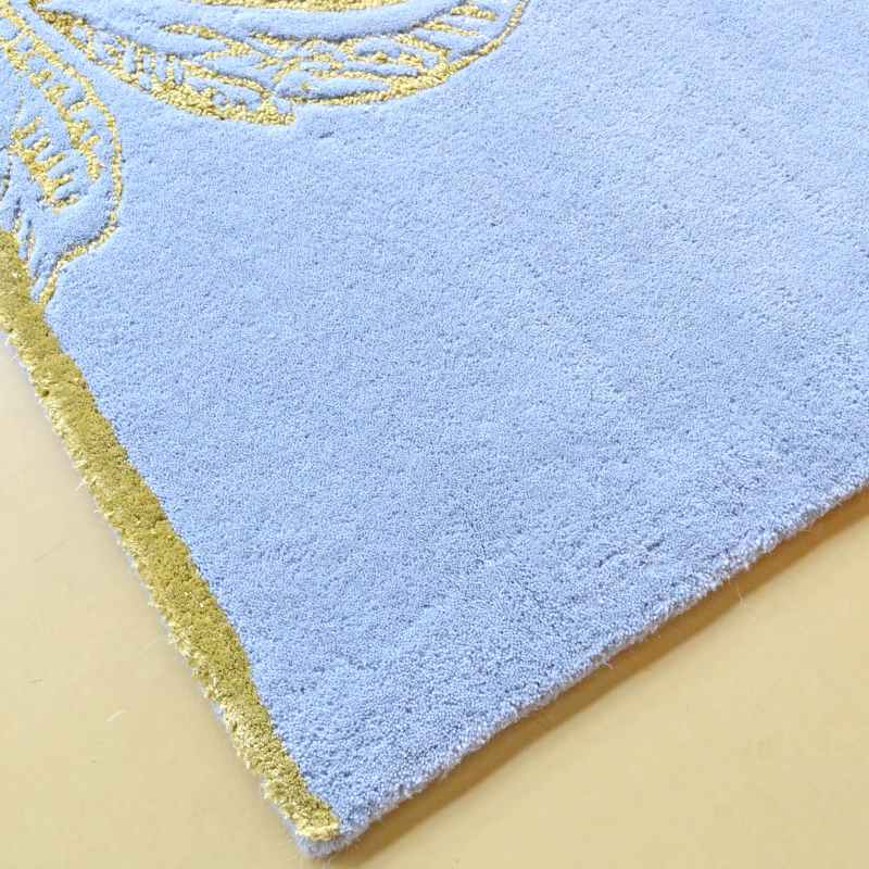 Tonquin Gold Floral Wool Rugs 37008 by Wedgwood in Light Blue