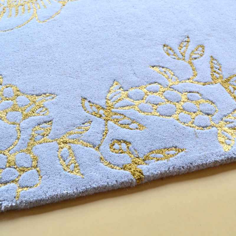 Tonquin Gold Floral Wool Rugs 37008 by Wedgwood in Light Blue