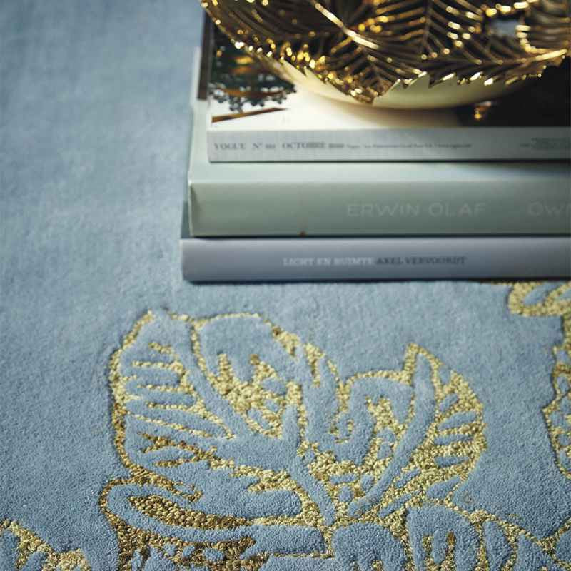 Tonquin Gold Floral Wool Rugs 37008 by Wedgwood in Light Blue
