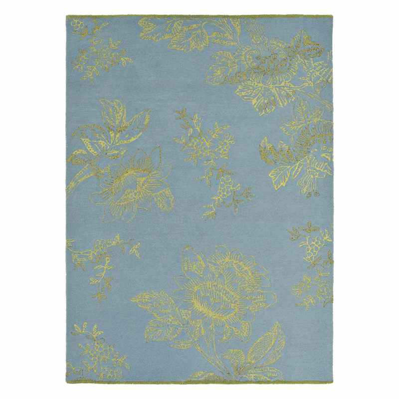 Tonquin Gold Floral Wool Rugs 37008 by Wedgwood in Light Blue