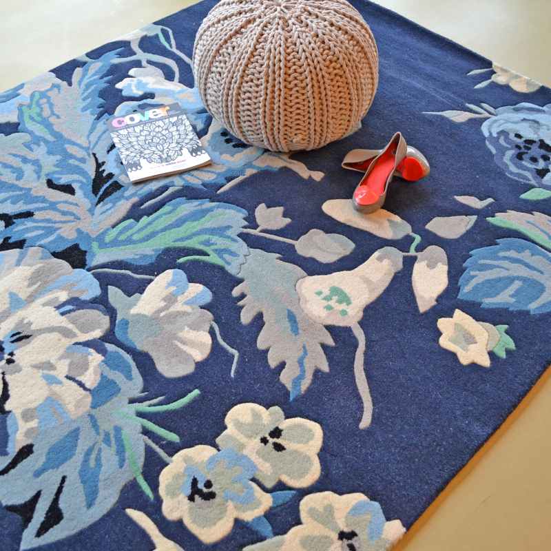 Stapleton Park Floral Wool Rugs 45308 By Sanderson in Admiral Blue