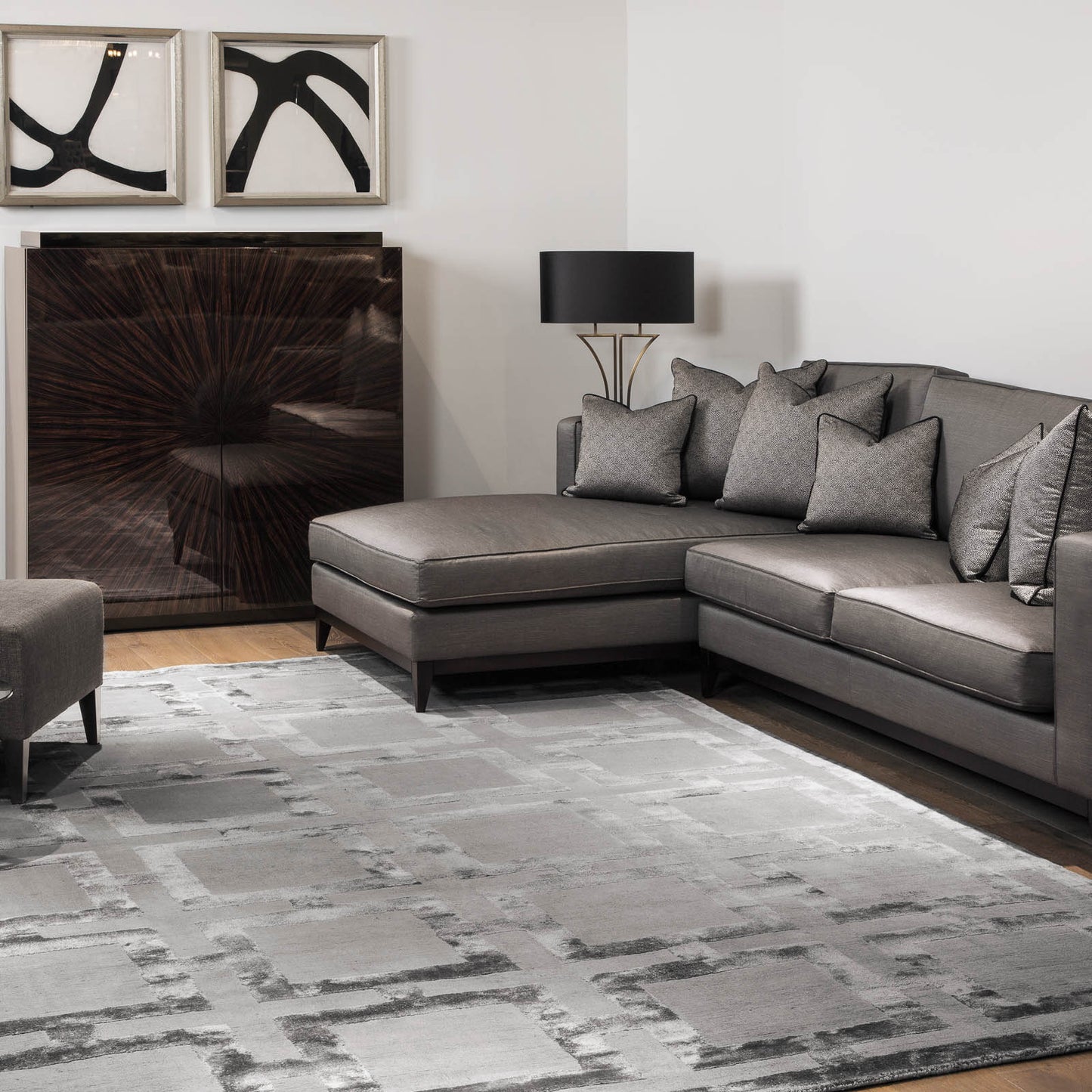 Katherine Carnaby Eaton Geometric Rugs in Steel Grey