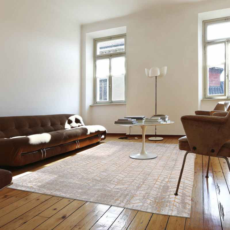 Louis De Poortere Mad Men Jacobs Ladder Indoor Outdoor Rug 8928 in Central Yellow