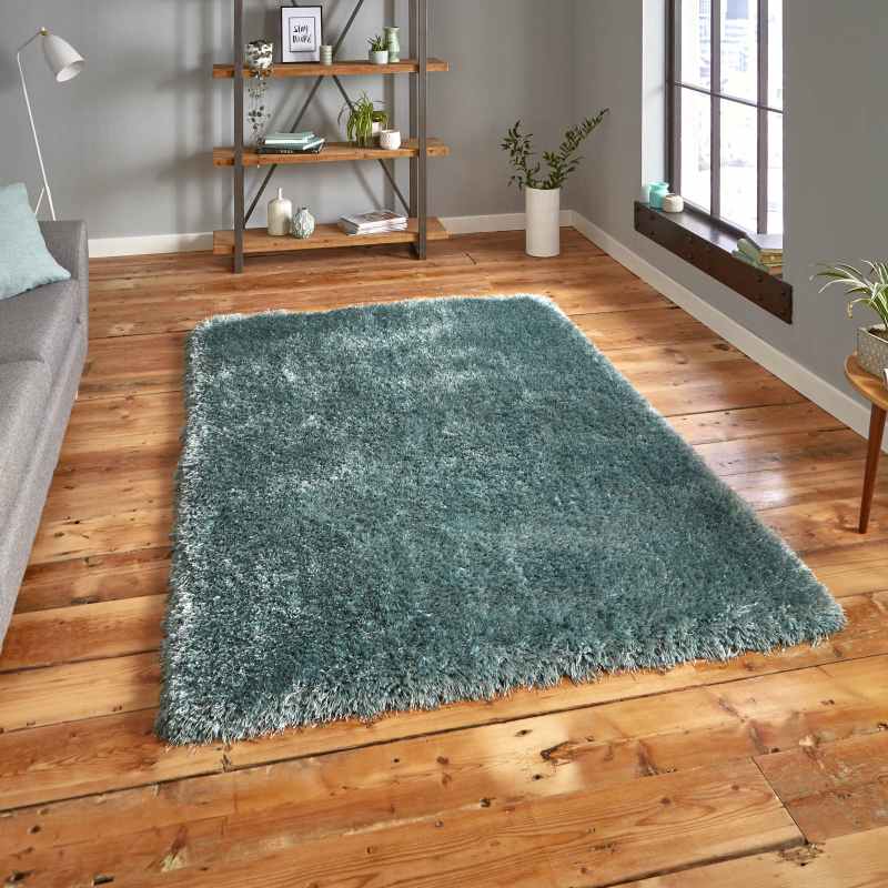 Montana Shaggy Rugs in Aqua Blue