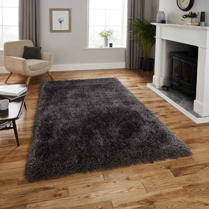 Montana Shaggy Rugs in Dark Grey
