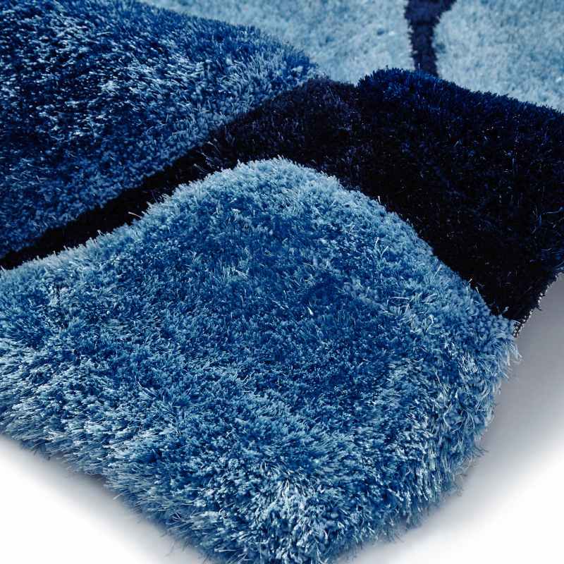 Noble House 5858 Shaggy Pebble Rugs in Blue