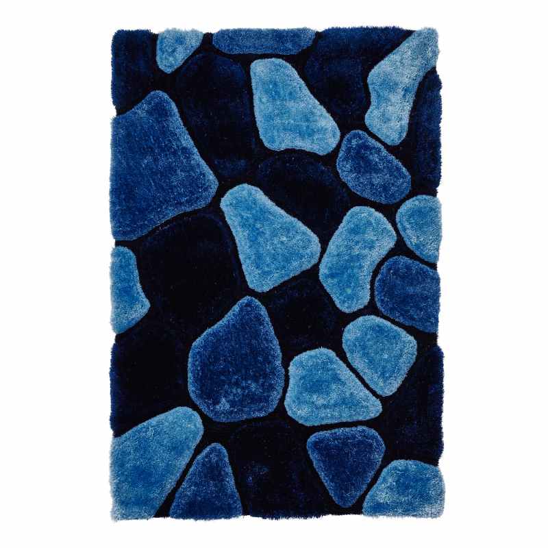 Noble House 5858 Shaggy Pebble Rugs in Blue