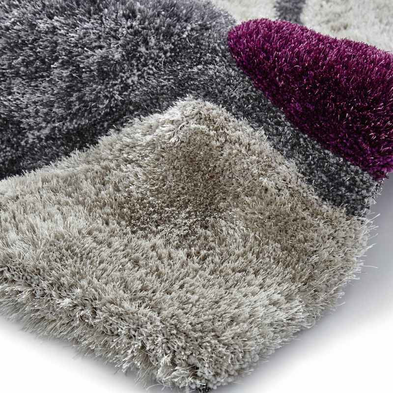 Noble House 5858 Shaggy Pebble Rugs in Grey Purple