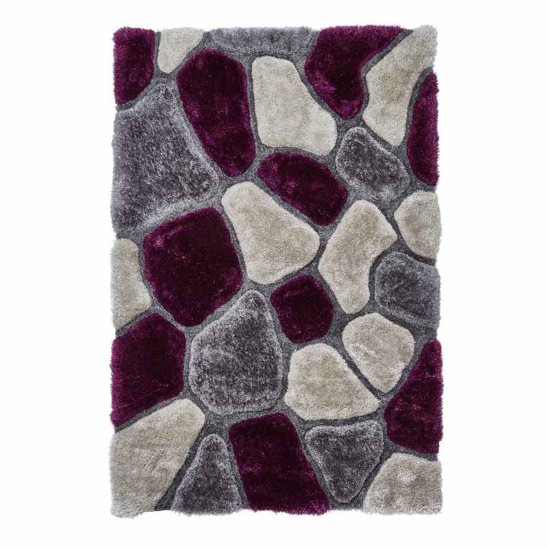 Noble House 5858 Shaggy Pebble Rugs in Grey Purple