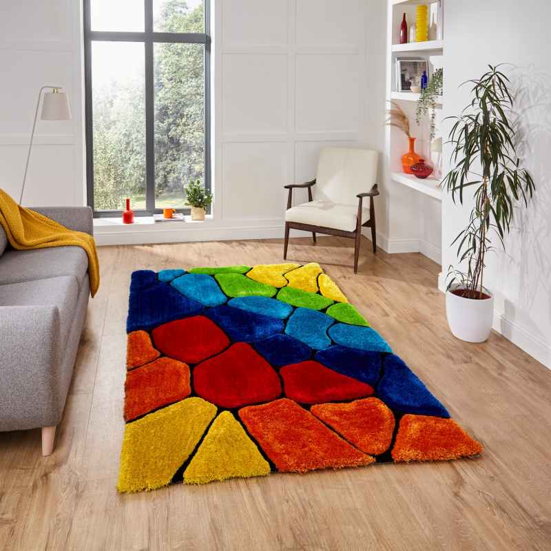 Noble House 5858 Shaggy Pebble Rugs in Multicolour